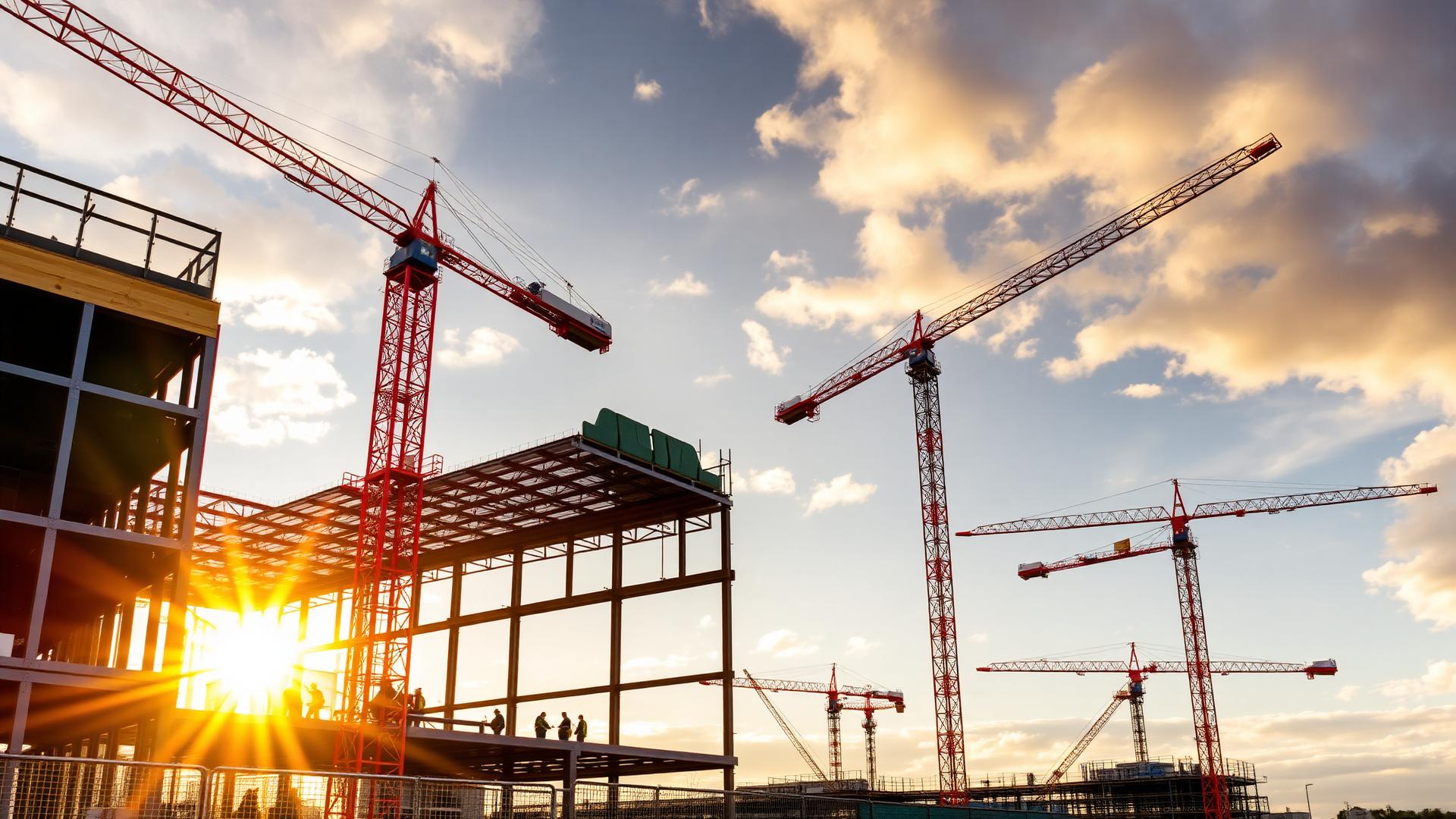 Construction site at golden hour